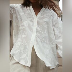 Zara Floral Burnout Shirt